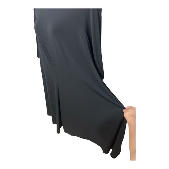 Roamans Black Shift Dress Plus Size 2X(26/28) 3/4-Sleeve Scoop-Neck Stretch - Picture 6 of 15